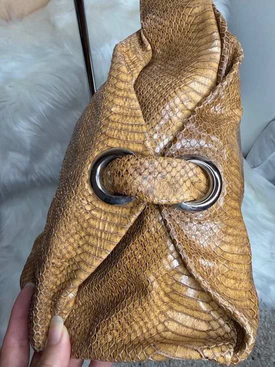 Furla Cognac Snake-Embossed Hobo Bag - Picture 5 of 10